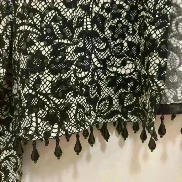 MSK Beaded Floral Cardigan Black & White with Sequins Women’s Size Small - Picture 3 of 4